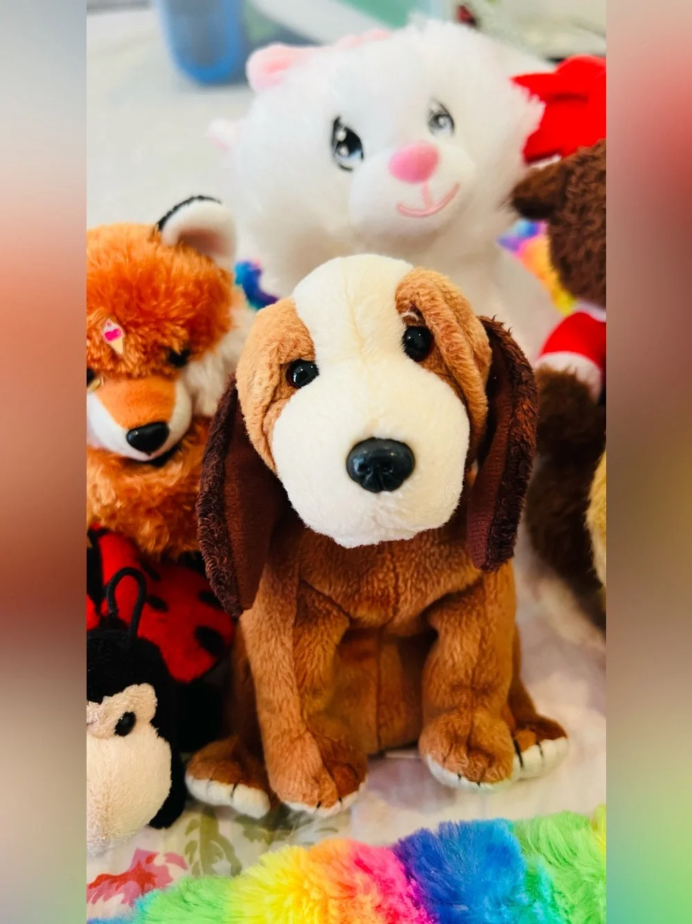 8 stuffed animal bundle  Brown & Cream Plush Puppy Stuffed Animal